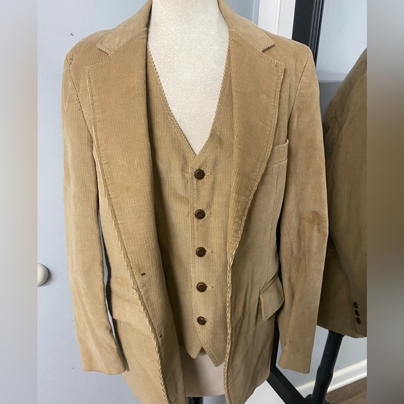 VNTG 70s CORDUROY JACKET&VEST SET WESTERN STYLE BY SEARS AND ROEBUCK - Picture 1 of 16